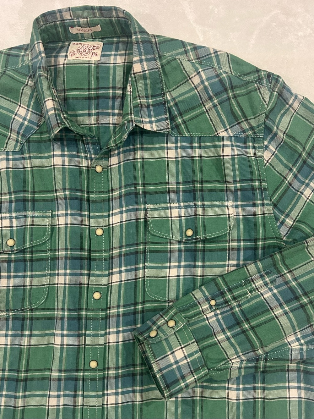 Lucky Brand shirt western snap down green plaid men’s XXL cotton